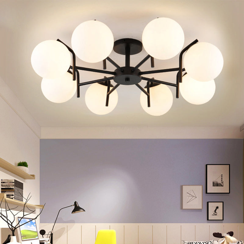 Black Ceiling Mounted Fixture Simple Globe Glass Living Room Ceiling Light