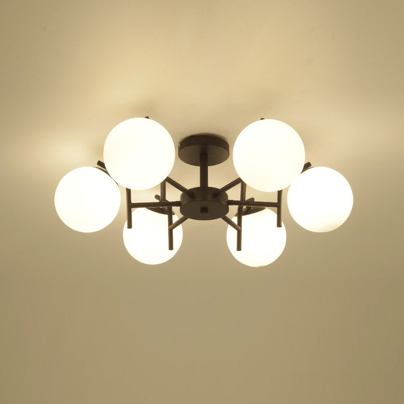 Black Ceiling Mounted Fixture Simple Globe Glass Living Room Ceiling Light