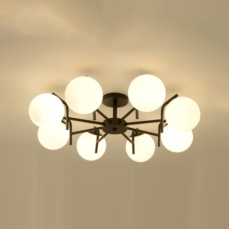 Black Ceiling Mounted Fixture Simple Globe Glass Living Room Ceiling Light