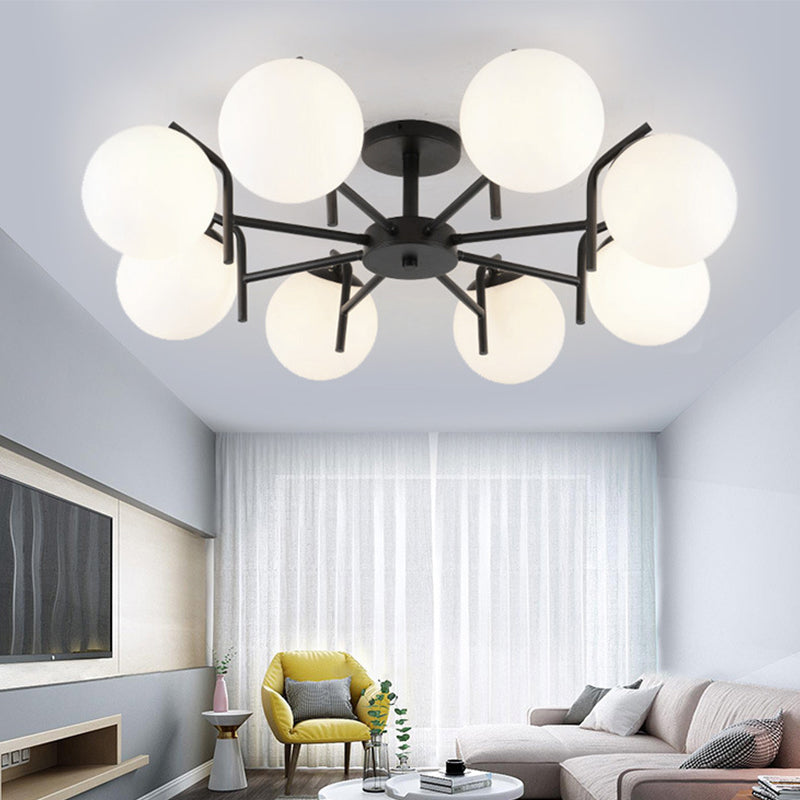 Black Ceiling Mounted Fixture Simple Globe Glass Living Room Ceiling Light