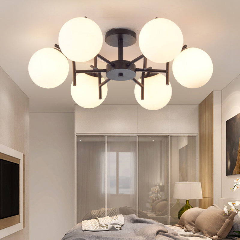 Black Ceiling Mounted Fixture Simple Globe Glass Living Room Ceiling Light
