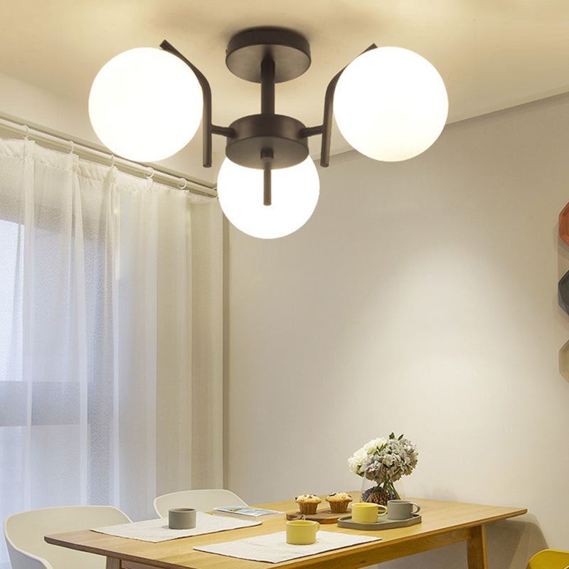 Black Ceiling Mounted Fixture Simple Globe Glass Living Room Ceiling Light
