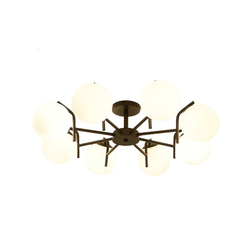 Black Ceiling Mounted Fixture Simple Globe Glass Living Room Ceiling Light