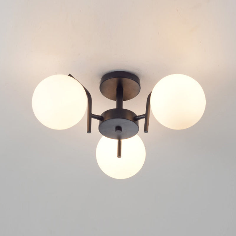 Black Ceiling Mounted Fixture Simple Globe Glass Living Room Ceiling Light