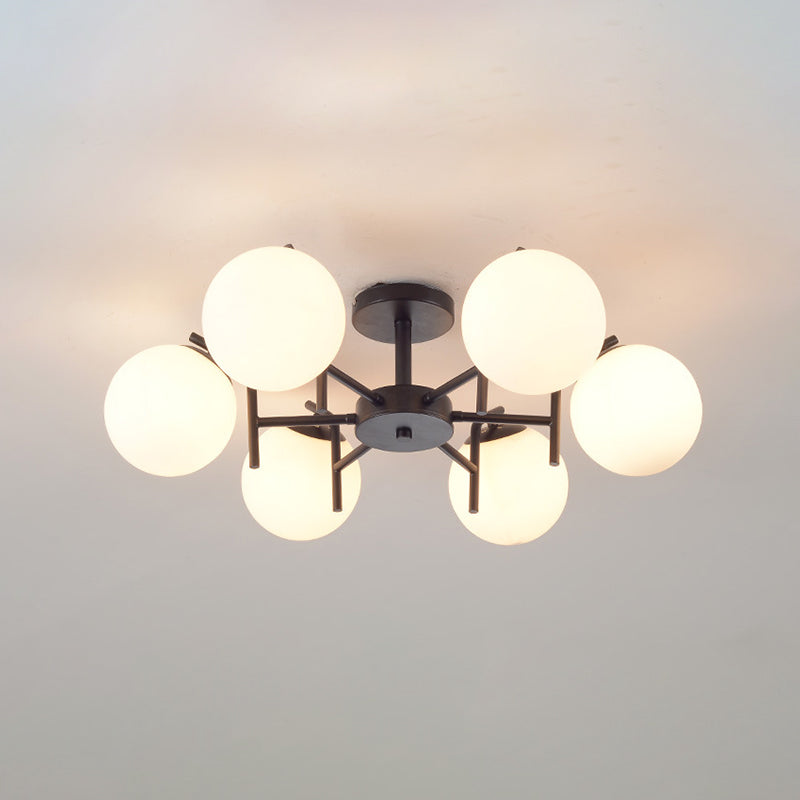 Black Ceiling Mounted Fixture Simple Globe Glass Living Room Ceiling Light