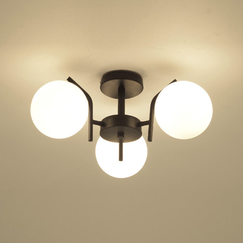 Black Ceiling Mounted Fixture Simple Globe Glass Living Room Ceiling Light