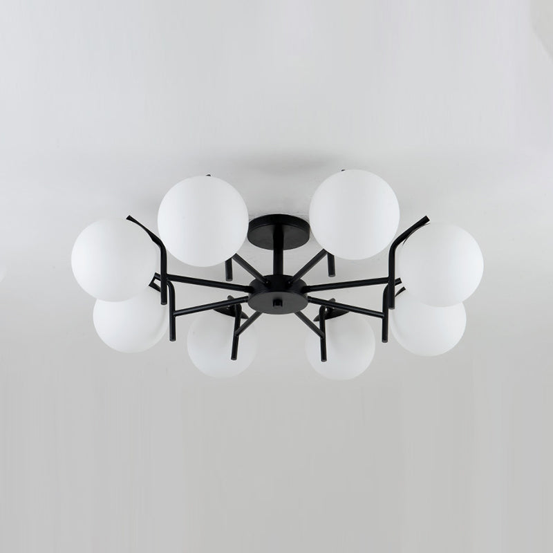 Black Ceiling Mounted Fixture Simple Globe Glass Living Room Ceiling Light