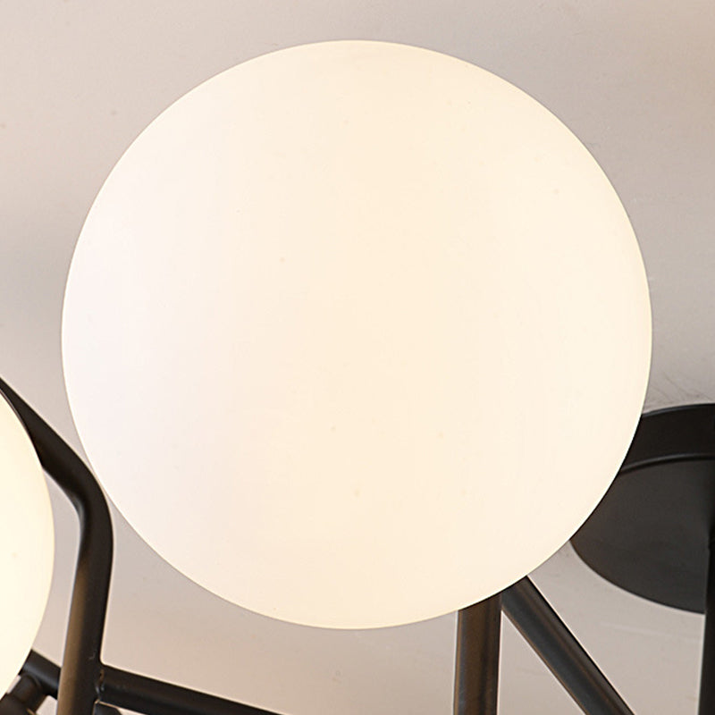 Black Ceiling Mounted Fixture Simple Globe Glass Living Room Ceiling Light