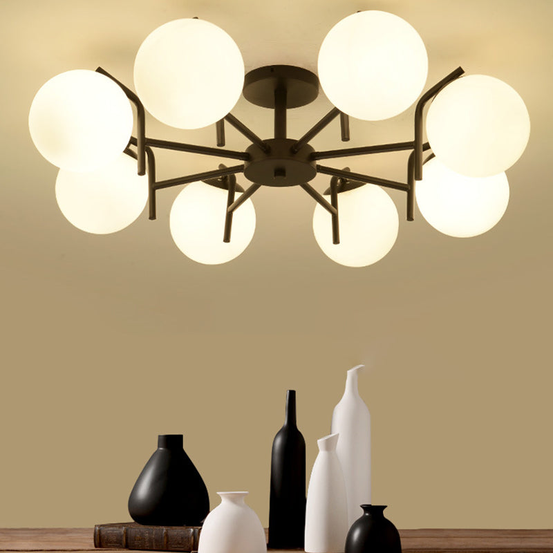 Black Ceiling Mounted Fixture Simple Globe Glass Living Room Ceiling Light