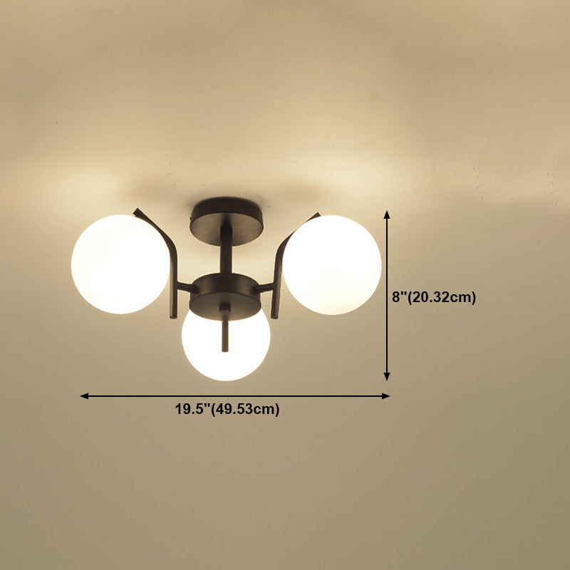 Black Ceiling Mounted Fixture Simple Globe Glass Living Room Ceiling Light