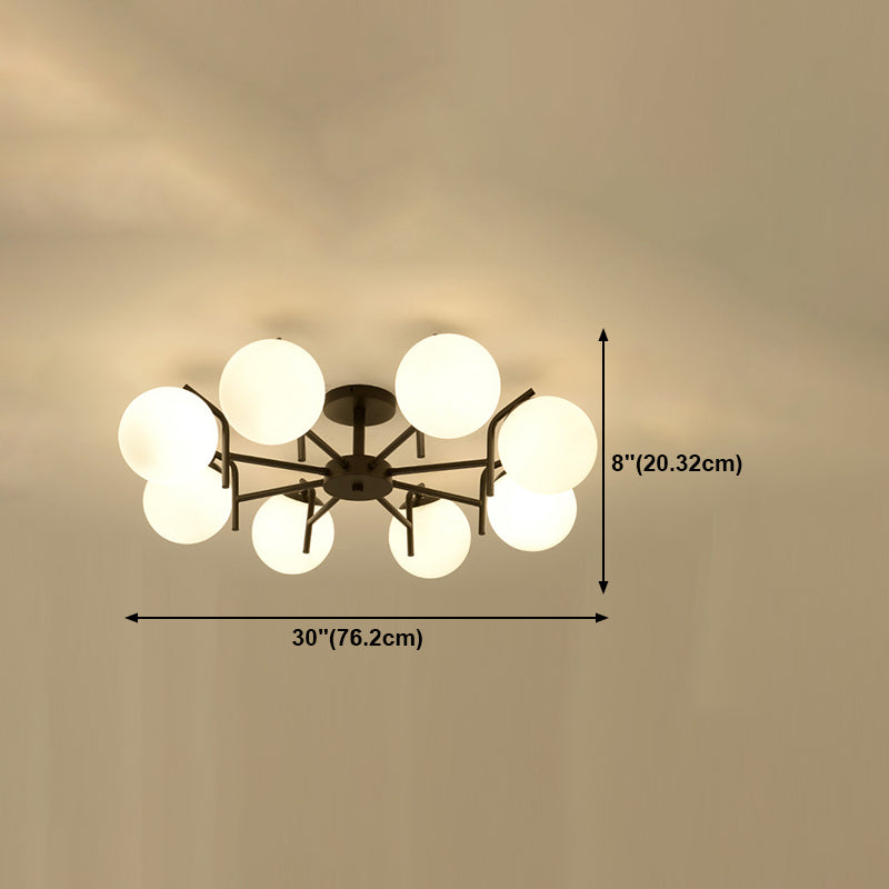 Black Ceiling Mounted Fixture Simple Globe Glass Living Room Ceiling Light