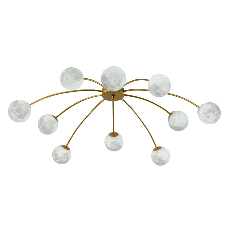 Global Semi Flush Mount Light Modern Metal Bedroom Semi Mount Lighting in Gold