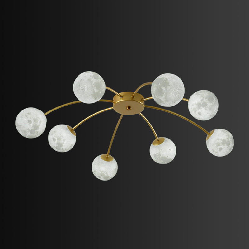 Global Semi Flush Mount Light Modern Metal Bedroom Semi Mount Lighting in Gold