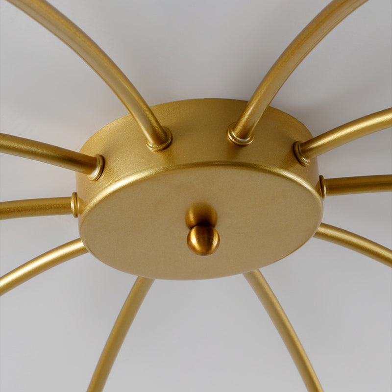 Global Semi Flush Mount Light Modern Metal Bedroom Semi Mount Lighting in Gold