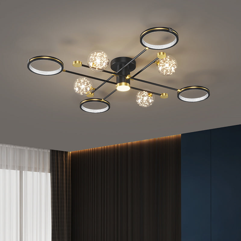 Lampe de plafond moderne de globe de lumière affleurante de LED en métal pour la chambre à coucher