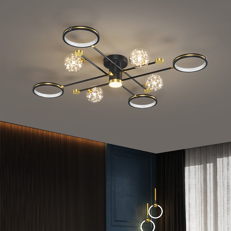 Lampe de plafond moderne de globe de lumière affleurante de LED en métal pour la chambre à coucher
