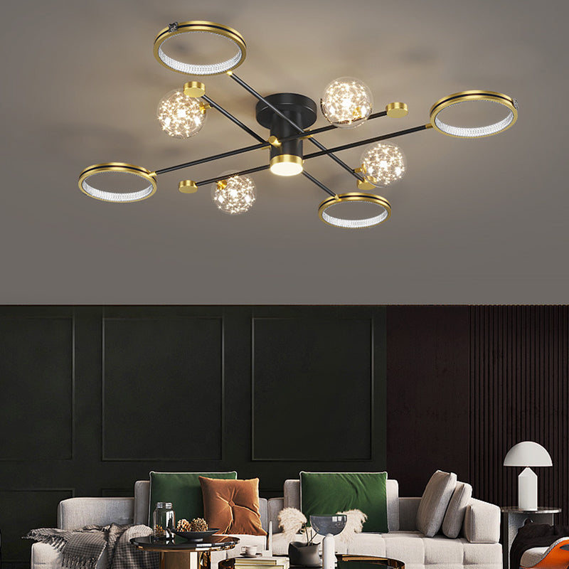 Lampe de plafond moderne de globe de lumière affleurante de LED en métal pour la chambre à coucher