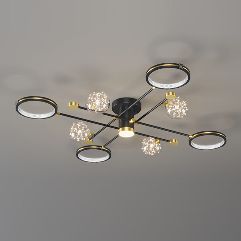 Lampe de plafond moderne de globe de lumière affleurante de LED en métal pour la chambre à coucher