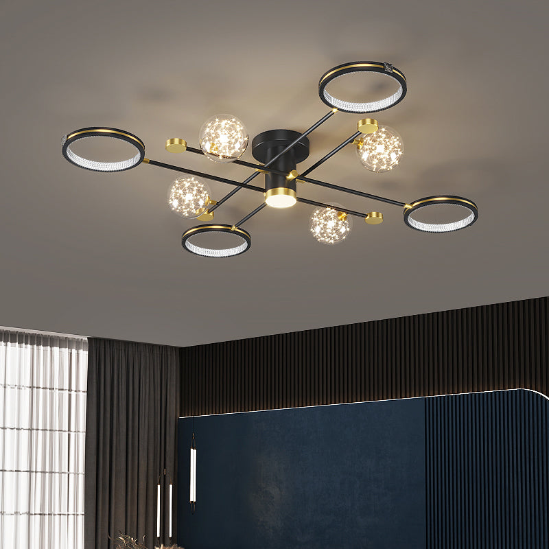 Lampe de plafond moderne de globe de lumière affleurante de LED en métal pour la chambre à coucher