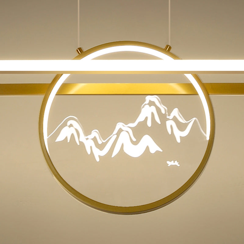 Lineare Form Island Lights Moderner Stil Meta Zwei leichte Anhänger Beleuchtungskörper