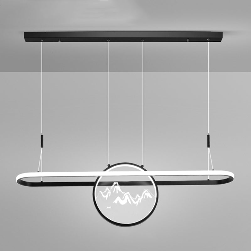 Lineare Form Island Lights Moderner Stil Meta Zwei leichte Anhänger Beleuchtungskörper