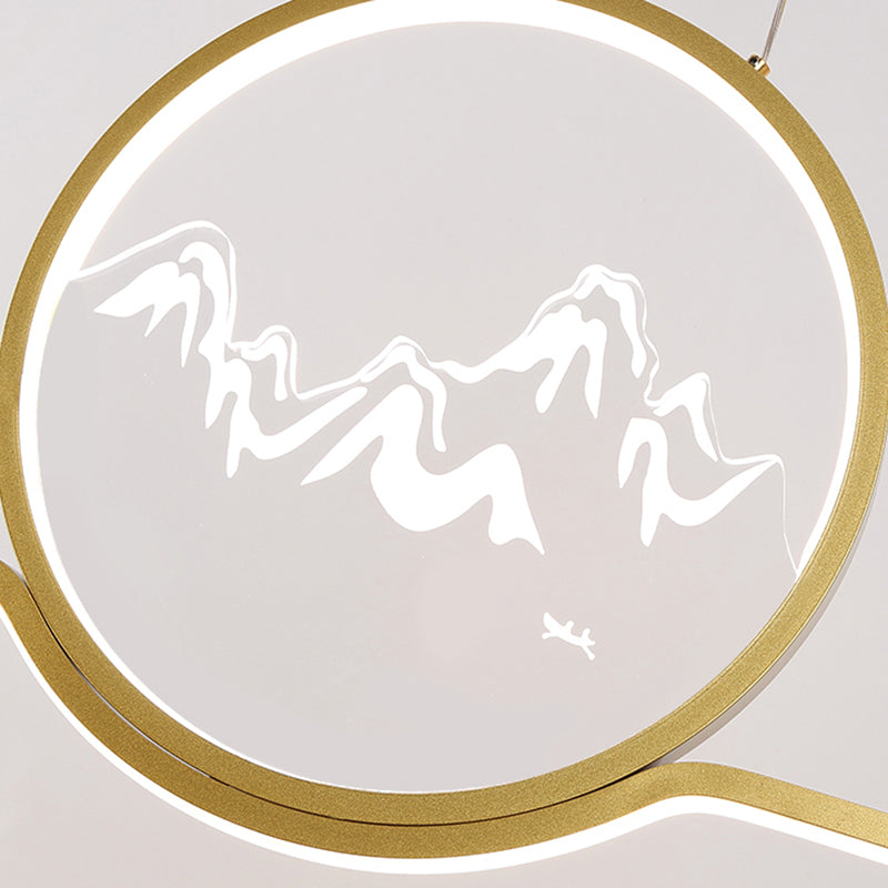 Lineare Form Island Lights Moderner Stil Meta Zwei leichte Anhänger Beleuchtungskörper