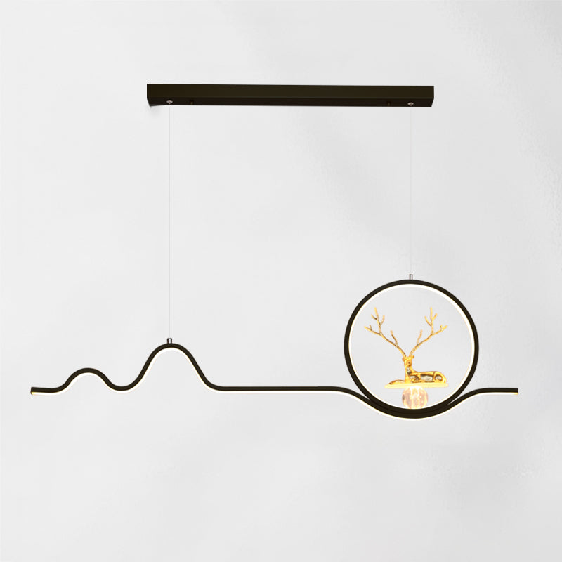 Luces de la isla de forma lineal Modern de metal de estilo de metal de 2 luces de iluminación de 2 luces