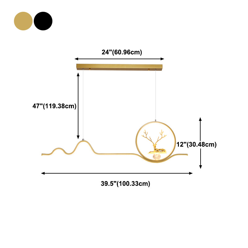 Luces de la isla de forma lineal Modern de metal de estilo de metal de 2 luces de iluminación de 2 luces