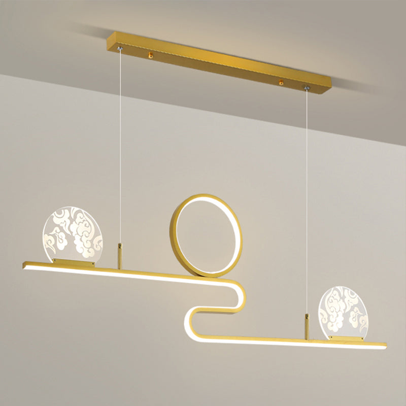 Luces de isla de forma lineal de estilo moderno metal de metal accesorios de iluminación colgante de 4 luces