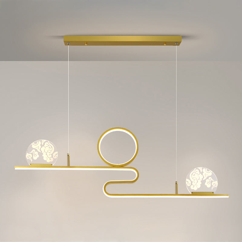 Luces de isla de forma lineal de estilo moderno metal de metal accesorios de iluminación colgante de 4 luces