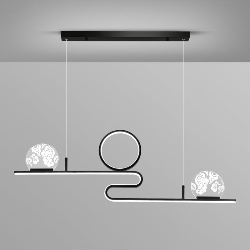 Luces de isla de forma lineal de estilo moderno metal de metal accesorios de iluminación colgante de 4 luces