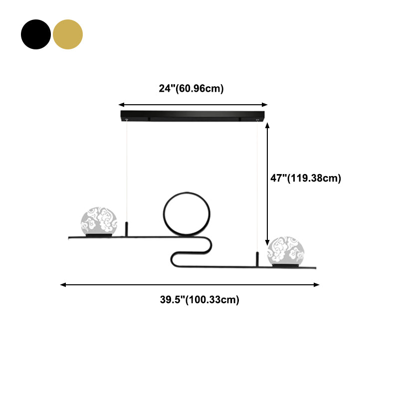Luces de isla de forma lineal de estilo moderno metal de metal accesorios de iluminación colgante de 4 luces