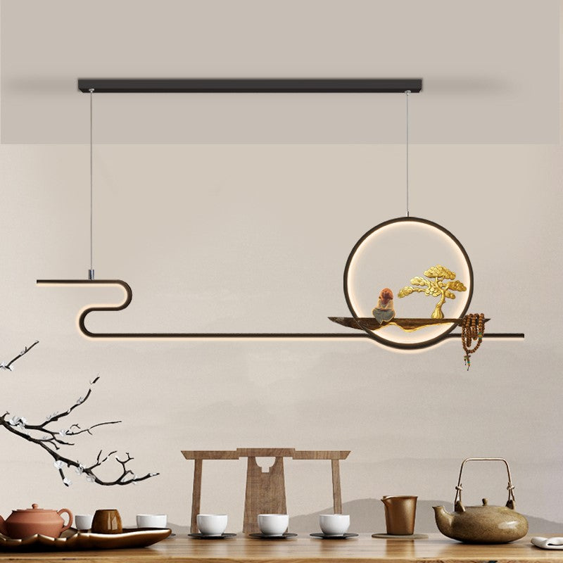 Luces de isla de forma lineal de estilo moderno Metal Dos accesorios de iluminación colgante