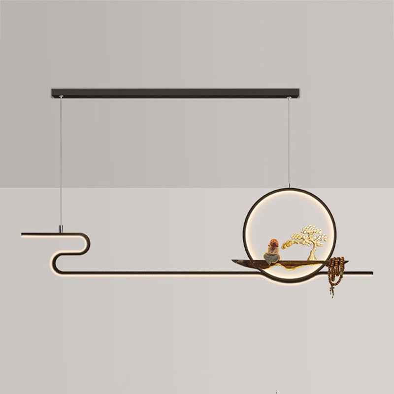 Luces de isla de forma lineal de estilo moderno Metal Dos accesorios de iluminación colgante