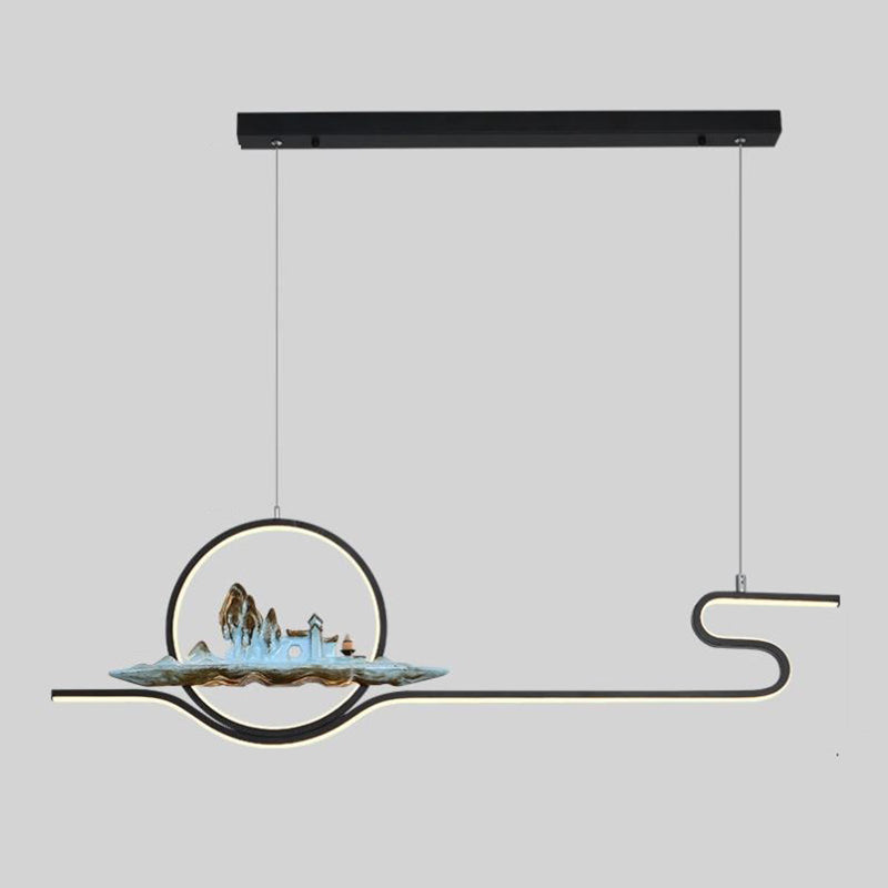 Luces de isla de forma lineal de estilo moderno Metal Dos accesorios de iluminación colgante