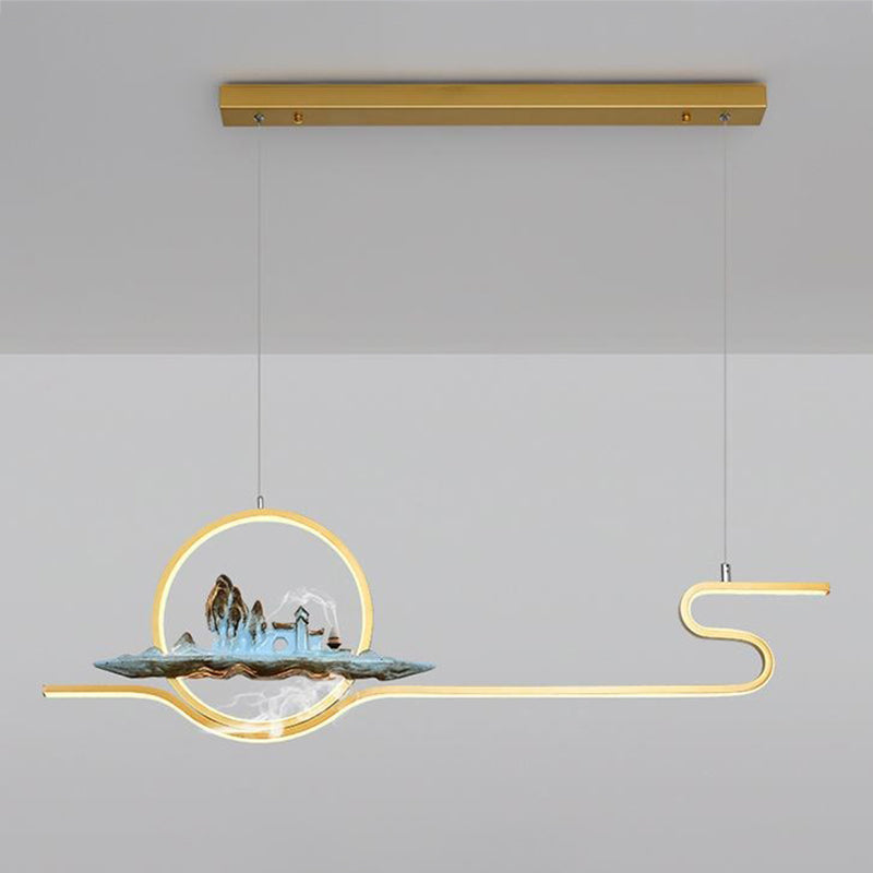 Luces de isla de forma lineal de estilo moderno Metal Dos accesorios de iluminación colgante