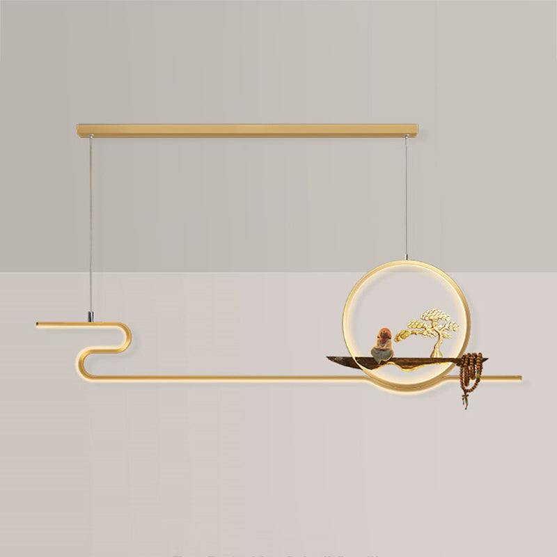 Luces de isla de forma lineal de estilo moderno Metal Dos accesorios de iluminación colgante