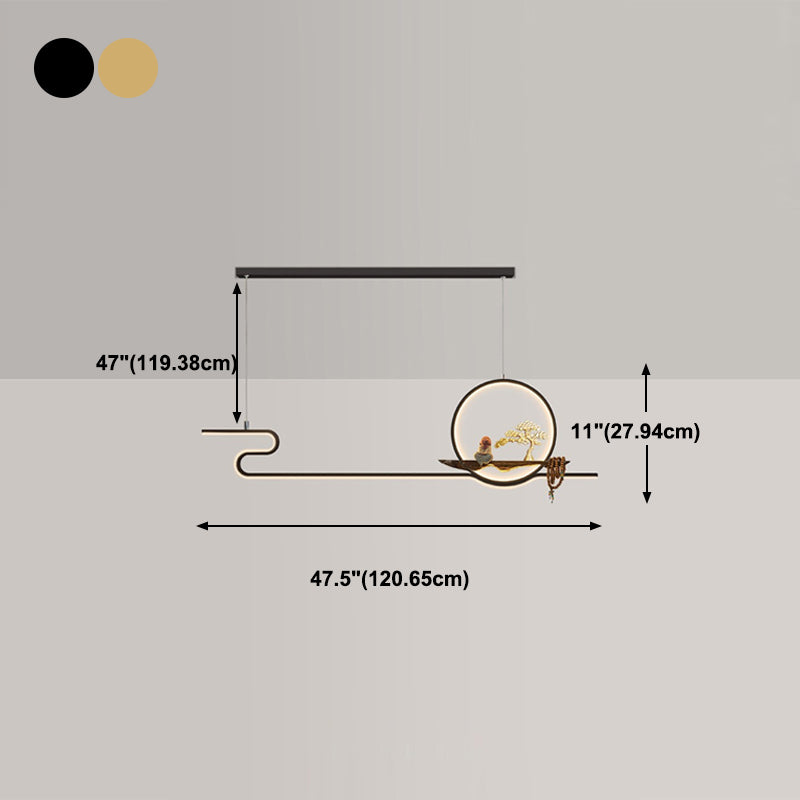 Luces de isla de forma lineal de estilo moderno Metal Dos accesorios de iluminación colgante