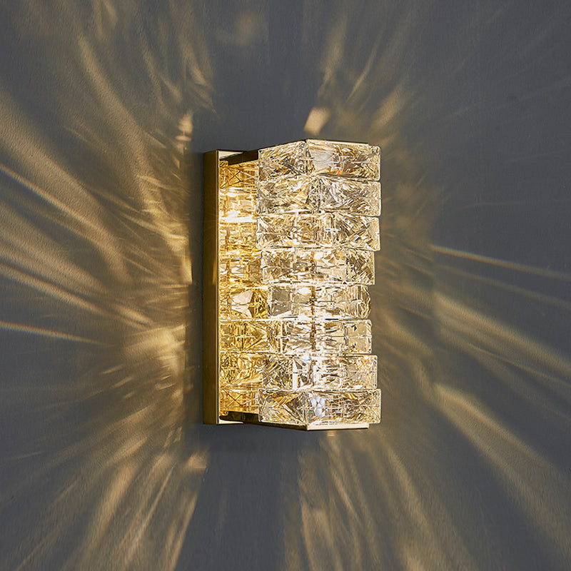 Luz de pared geométrica moderna Luz de acero inoxidable aplastante con cristal para sala de estar