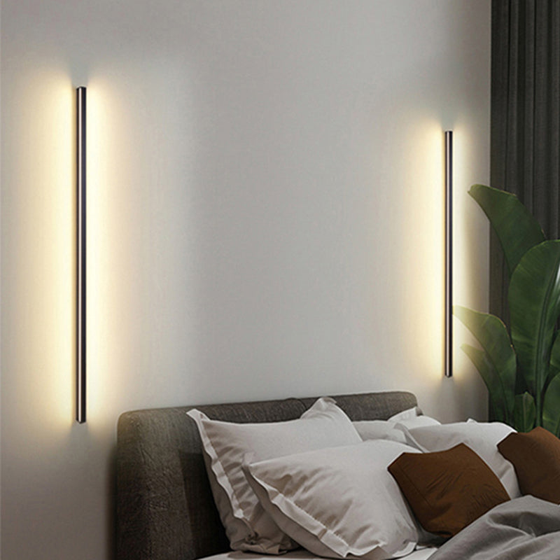 Éclair de mur en métal linéaire style moderne, appliques lumineuses à paroi légère en noir en noir