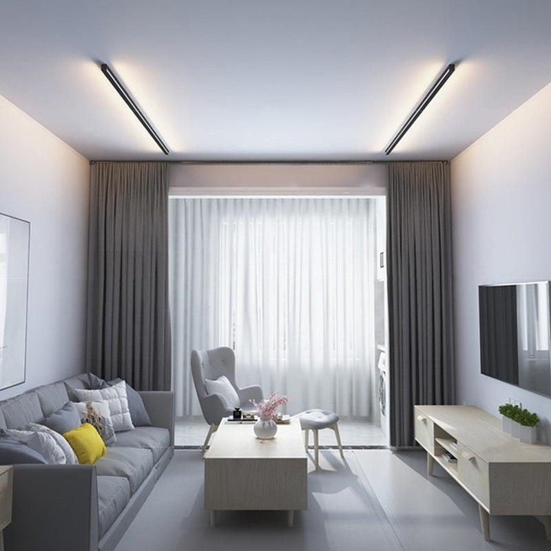 Éclair de mur en métal linéaire style moderne, appliques lumineuses à paroi légère en noir en noir