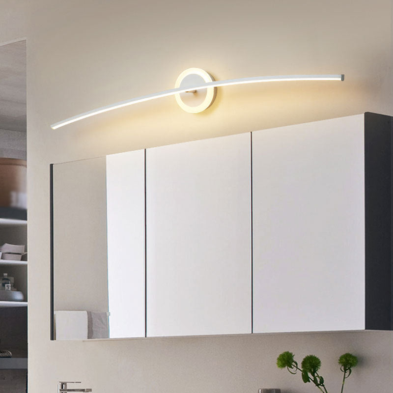 Metal Slim Wall Vanity Light Modern Style 1 Light Vanity Lighting Ideas in White