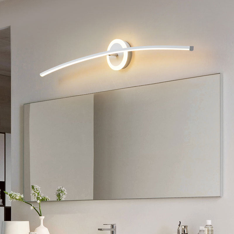 Metal Slim Wall Vanity Light Modern Style 1 Light Vanity Lighting Ideas in White