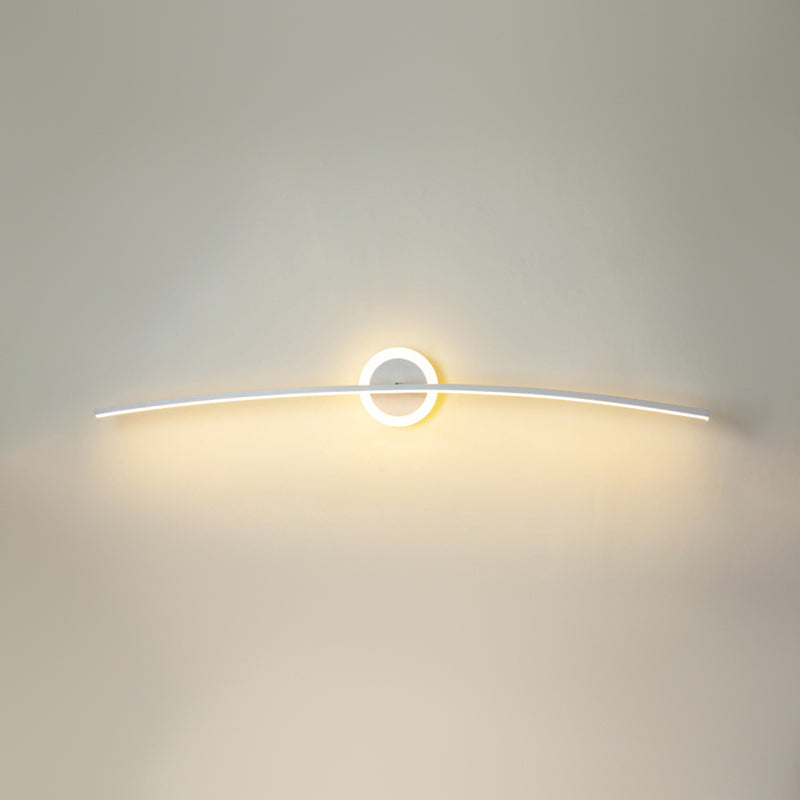Metal Slim Wall Vanity Light Modern Style 1 Light Vanity Lighting Ideas in White
