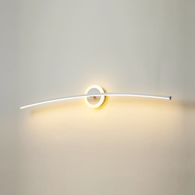 Metal Slim Wall Vanity Light Modern Style 1 Light Vanity Lighting Ideas in White