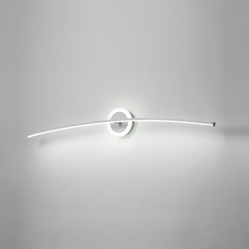 Metal Slim Wall Vanity Light Modern Style 1 Light Vanity Lighting Ideas in White
