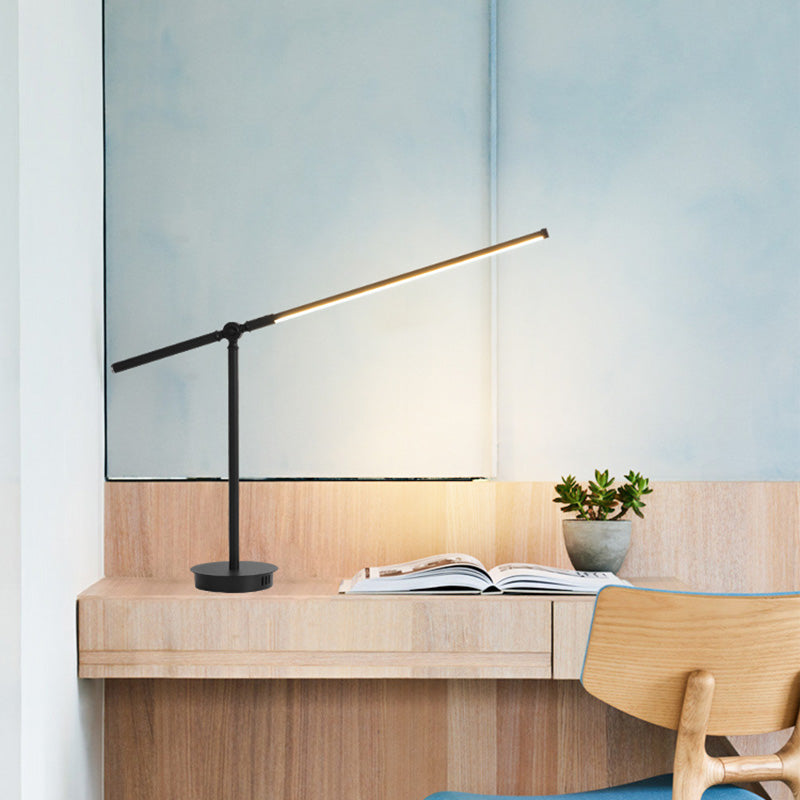 Modern Style Linear Night Table Lamp Metal 1 Light Table Light