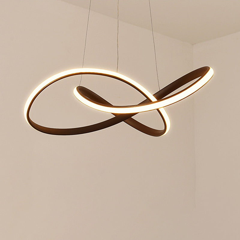 Silicone Linear LED Hanging Lamp in Modern Simplicity Lacquered Aluminium Chandelier for Dining Room