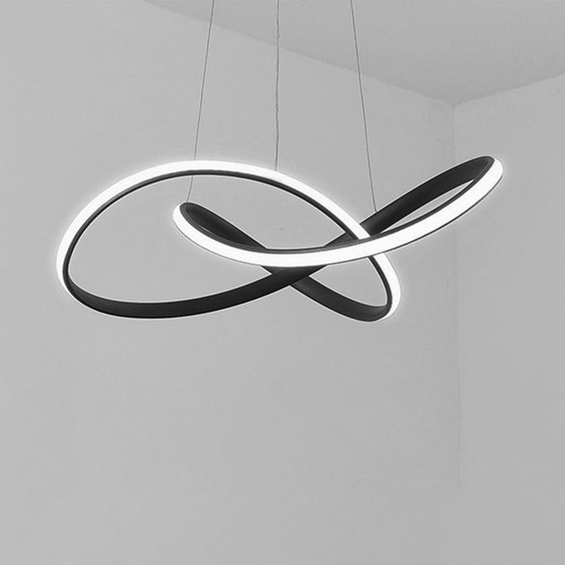 Silicone Linear LED Hanging Lamp in Modern Simplicity Lacquered Aluminium Chandelier for Dining Room