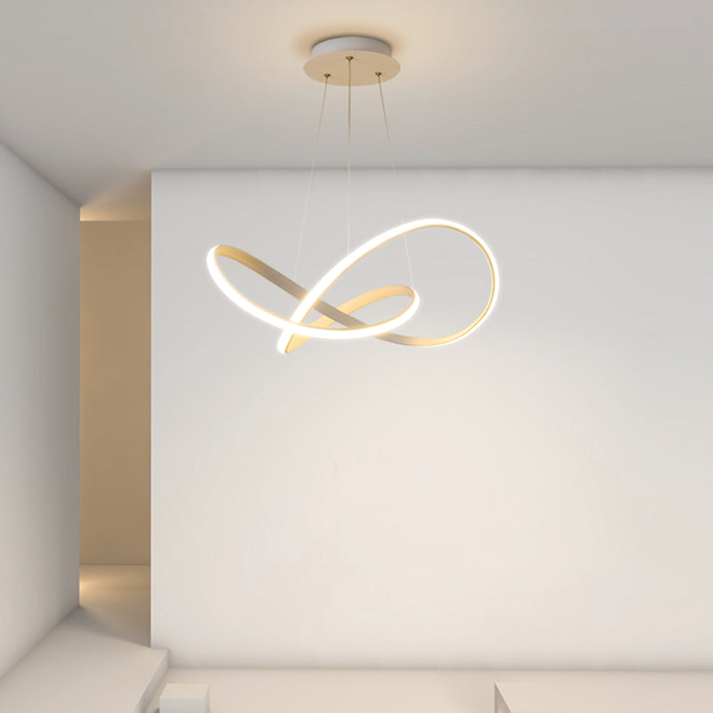 Silicone Linear LED Hanging Lamp in Modern Simplicity Lacquered Aluminium Chandelier for Dining Room